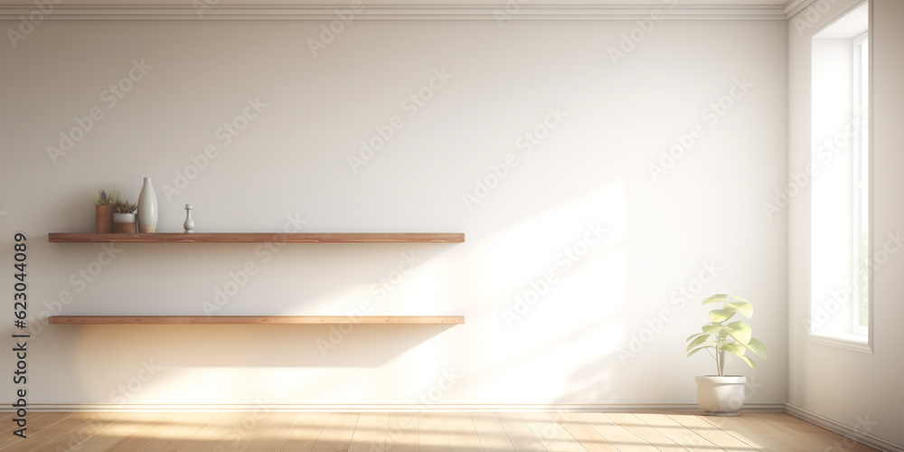 Fototapeta premium room with window and shelves Generative Ai