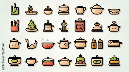outline icons about cooking
