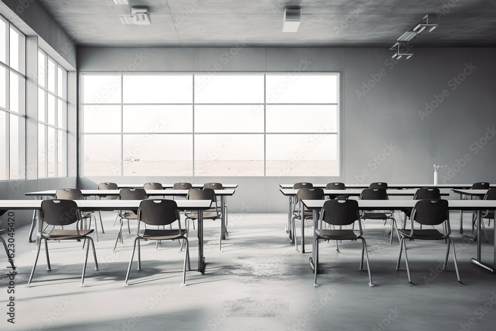 Empty classroom, generative ai Empty classroom, generative ai