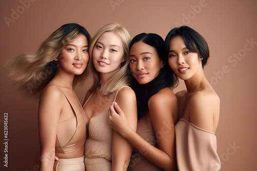 Diverse asian beauty group possing together