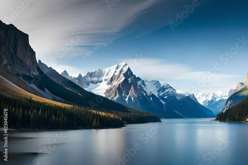 Wallpaper Mural A majestic image of a landscape with ice glaciers and beautiful green trees, 
Created using generative AI tools Torontodigital.ca