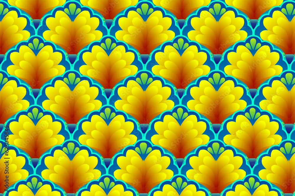 Fototapeta premium Colorful flower pattern, seamless floral design