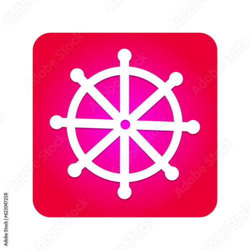 Buddism dharmachakra World religion symbol icon. Gradient attractive spiritual box icon. Major religious groups and other religions isolated symbol.