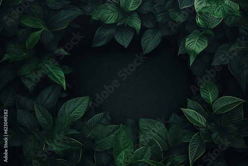 green leaves frame copy space Generative Ai