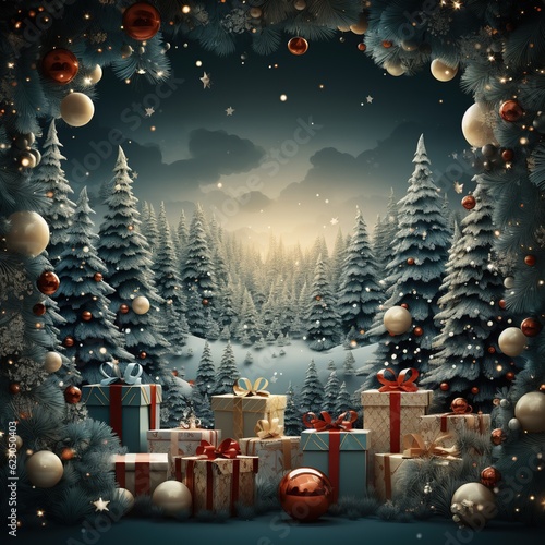 Illustration of Christmas background, AI Generated