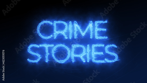 Crime Stories Typography with Blue Glow and Cracked Glas Design Concept and Copy Space