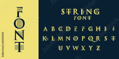 alphabet strings pack as instrument tone for stringed musical instrument used for logo, design, vector, business, branding, company, and art