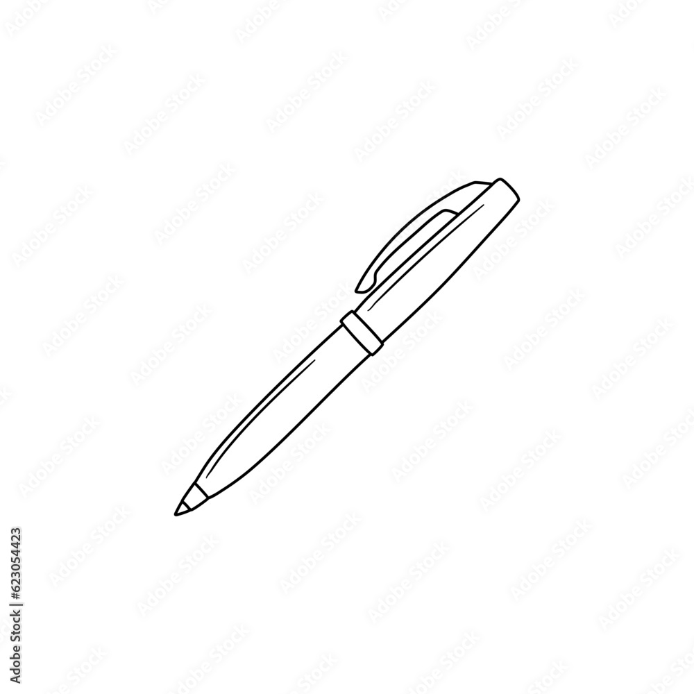 Vector illustration of a ballpoint pen in doodle style. Vector illustration of a ballpoint pen in doodle style.