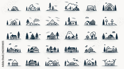 outline icons about the landscape