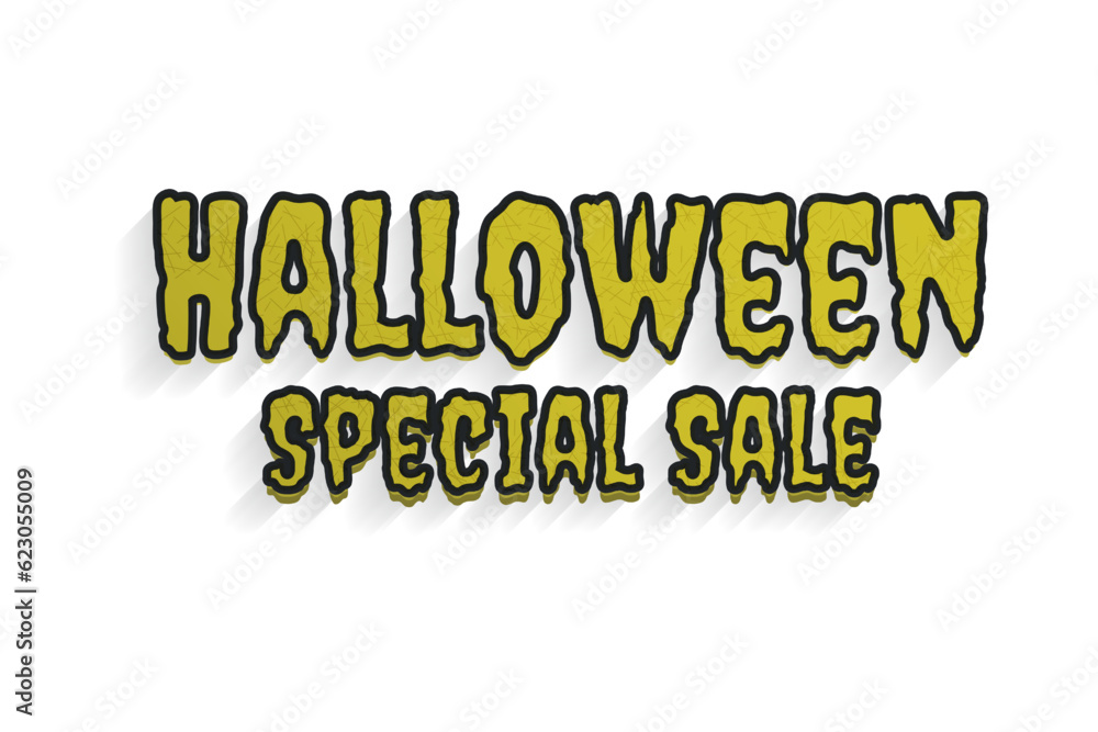Fototapeta premium Creepy Halloween Special Sale Typography with shadow and texture, isolated on white background. Editable Vector Illustration.