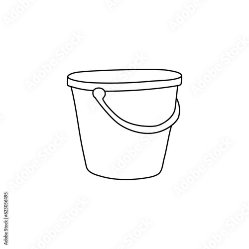 Bucket. Vector bucket hand drawn. Hand drawn vector illustration in doodle style, isolated on a white background. Doodle style. Vector outlines isolated element for design.
