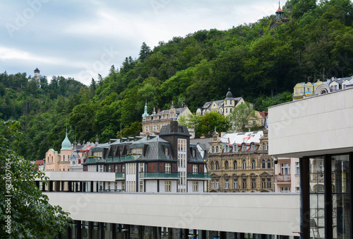 Obraz na płótnie Beautiful buildings in traditional spa town of Karlovy Vary, Czech Republic