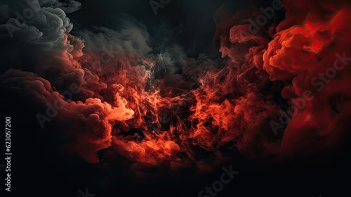 Black and red smoke and fire with copy space
