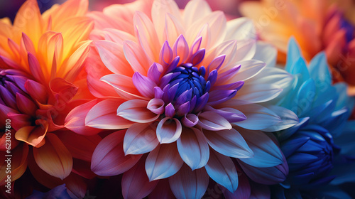 Floral background. Macro shot of a blooming chrysanthemum flower with delicate petals and vibrant colors.