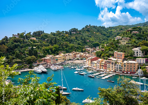 Canvas Print view of the bay of Portofino in Italy