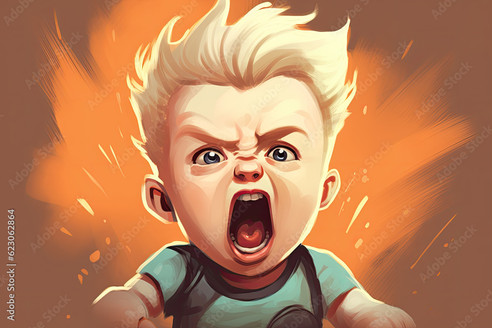 baby boy roars illustration Generative AI