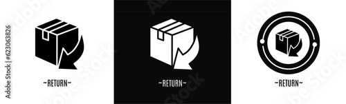 Return logo set. Collection of black and white logos. Stock vector.