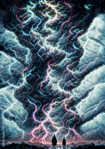 Cloud and Lightning Wallpaper, Ai Generative