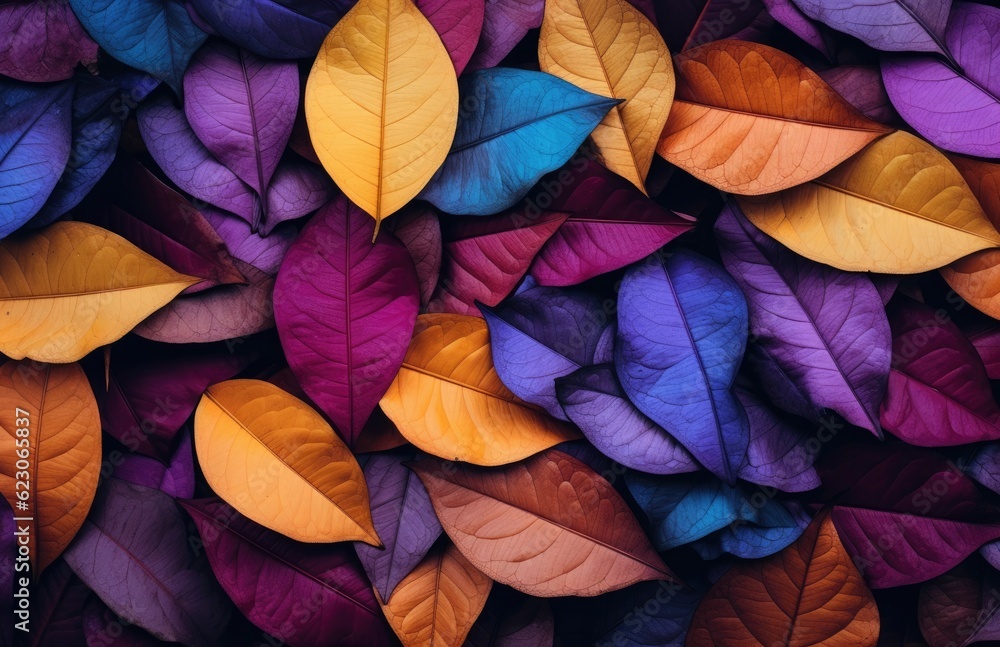 Colorful leaves lying on the ground background in the style of a color palette, perfect for autum. Creative AI Colorful leaves lying on the ground background in the style of a color palette, perfect for autum. Creative AI