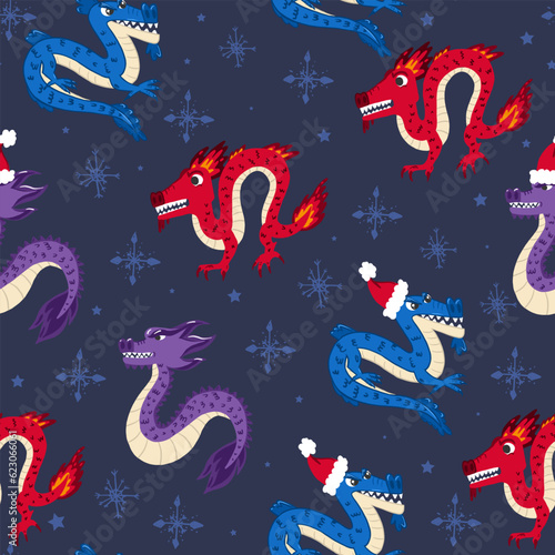 Seamless pattern with dragon.  Background for textile  fabric  stationery  clothes  accessories and other designs.