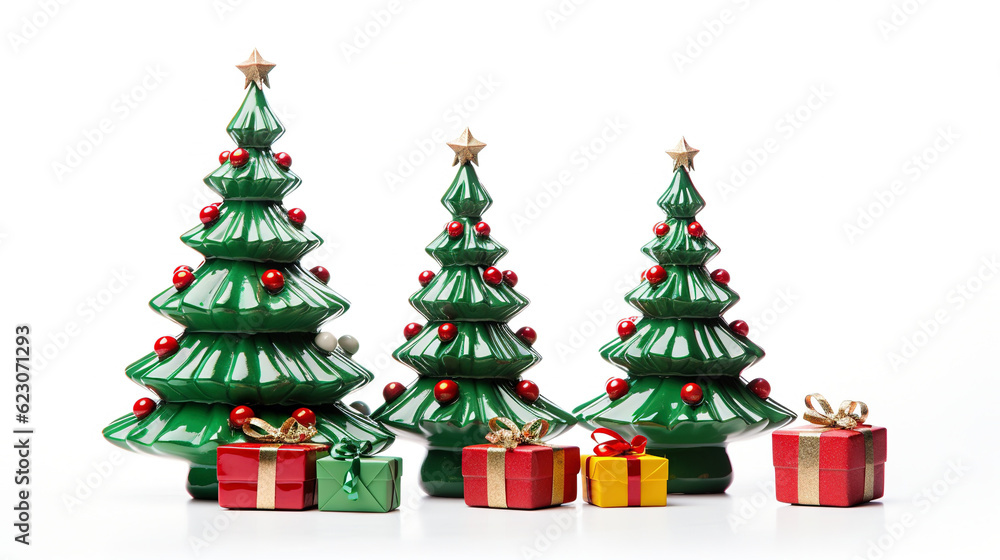 christmas tree with gifts , clay toy , white background , generative ai christmas tree with gifts , clay toy , white background , generative ai
