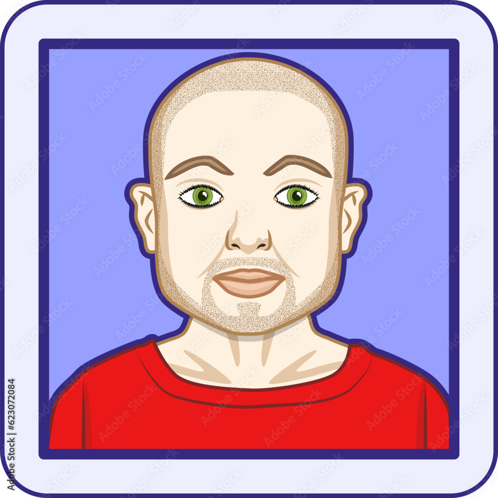 Avatar profile pic of young Caucasian man with green eyes and shaved ...