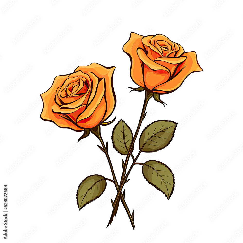 PNG rose in cartoon style, isolated transparent background, generative ...