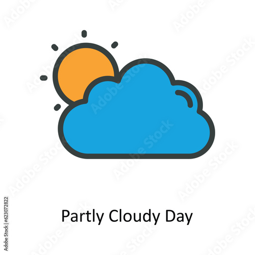 Partly Cloudy Day Vector Fill outline Icon Design illustration. Nature and ecology Symbol on White background EPS 10 File photo