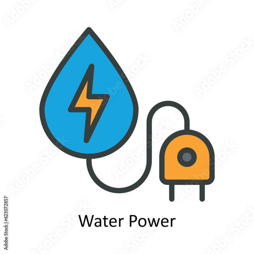 Water Power Vector Fill outline Icon Design illustration. Nature and ecology Symbol on White background EPS 10 File