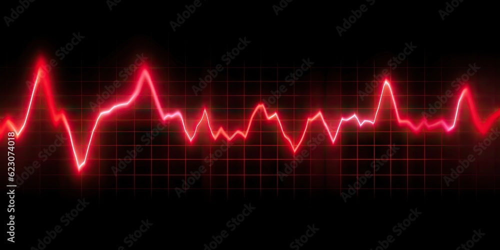 Heartbeat monitor wave with red line on black background Generative AI illustrations