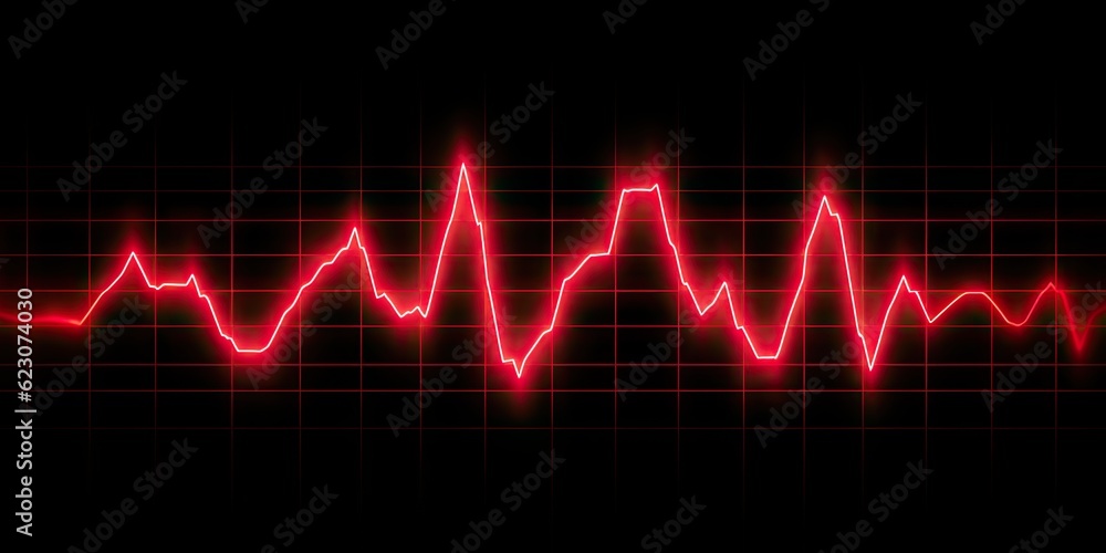 Heartbeat monitor wave with red line on black background Generative AI illustrations Heartbeat monitor wave with red line on black background Generative AI illustrations