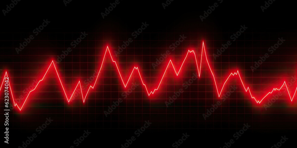 Heartbeat monitor wave with red line on black background Generative AI illustrations Heartbeat monitor wave with red line on black background Generative AI illustrations