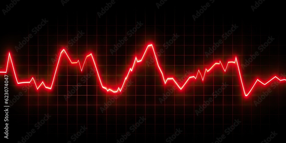 Heartbeat monitor wave with red line on black background Generative AI illustrations Heartbeat monitor wave with red line on black background Generative AI illustrations
