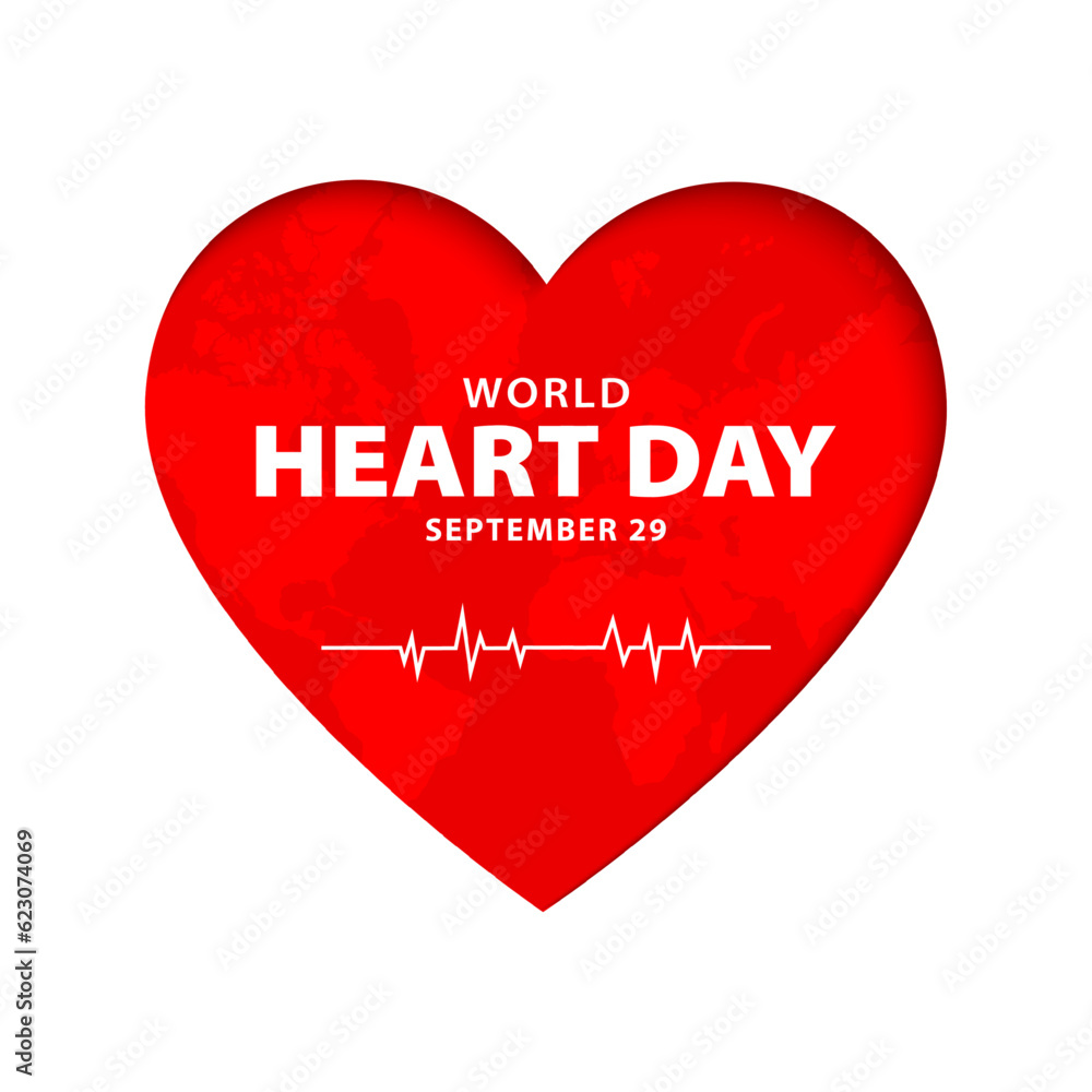 World Heart Day design, September 29. Heart care background. Vector illustration