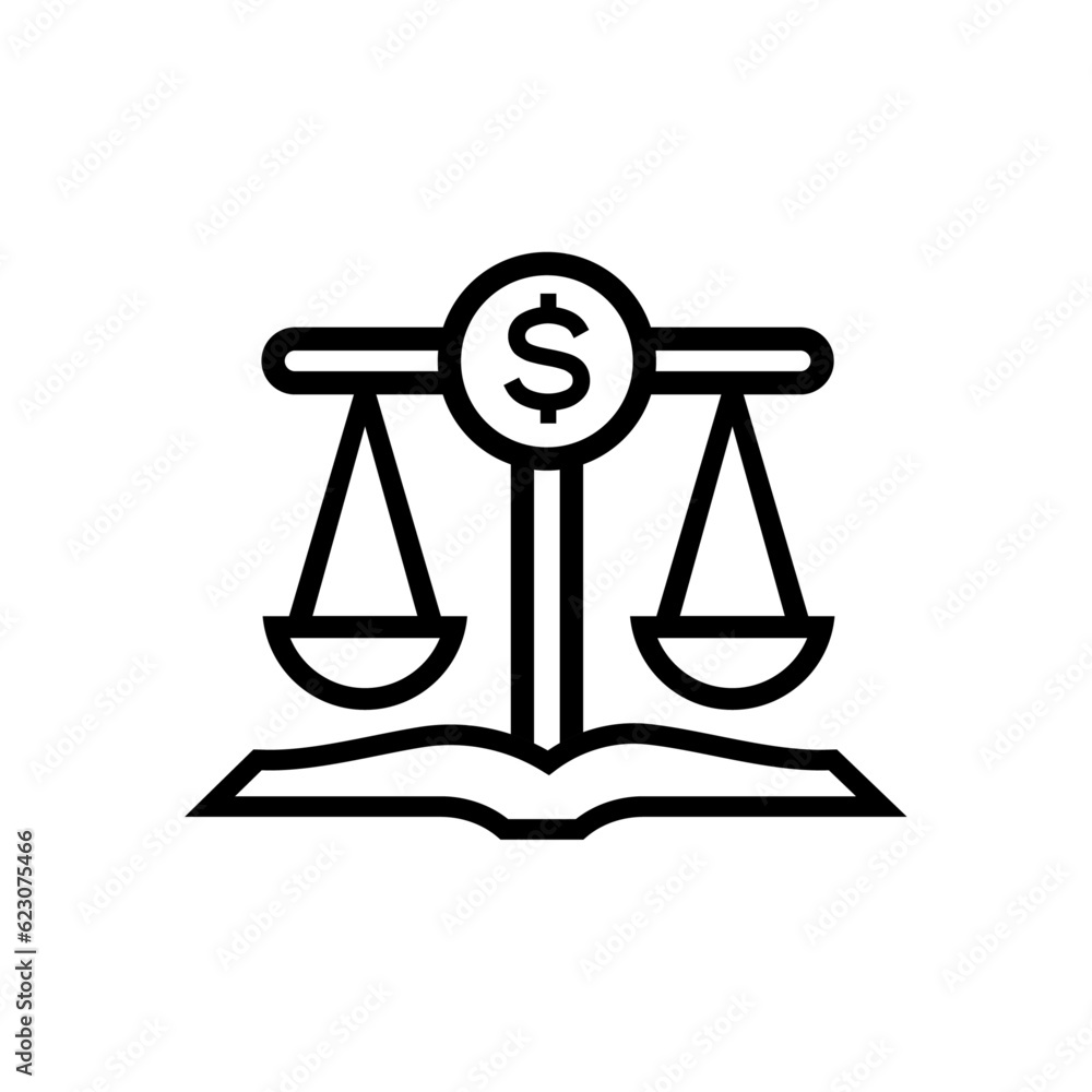 scales of justice symbol, law book with dollar symbol. Law practice logo icon. scales of justice symbol, law book with dollar symbol. Law practice logo icon.