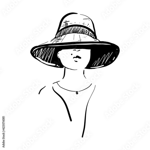 Silhouette of beautiful woman in hat  vector
