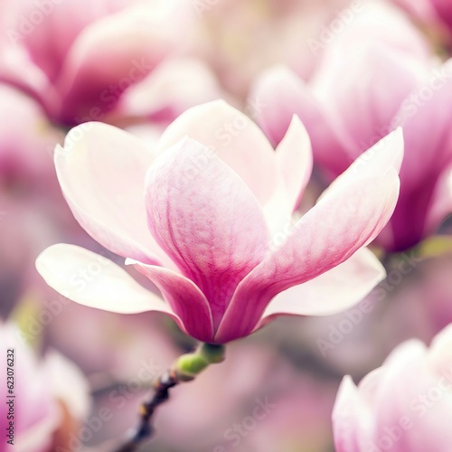 Flowering Magnolia Soulangiana, Spring Pink Flowers © Sergiu