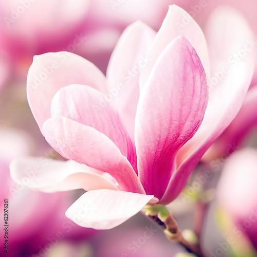 Flowering Magnolia Soulangiana, Spring Pink Flowers © Sergiu