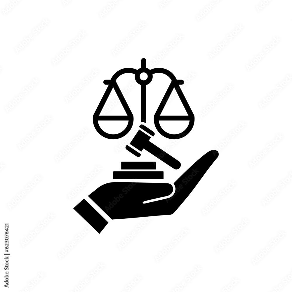Lawyer balance holding on hand vector icon. Lawyer balance holding on hand vector icon.