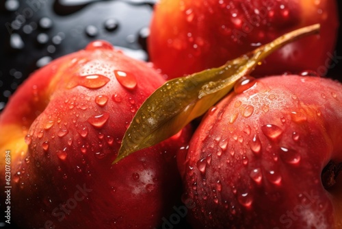 Fresh exotic fruits with water drops close up. AI generated