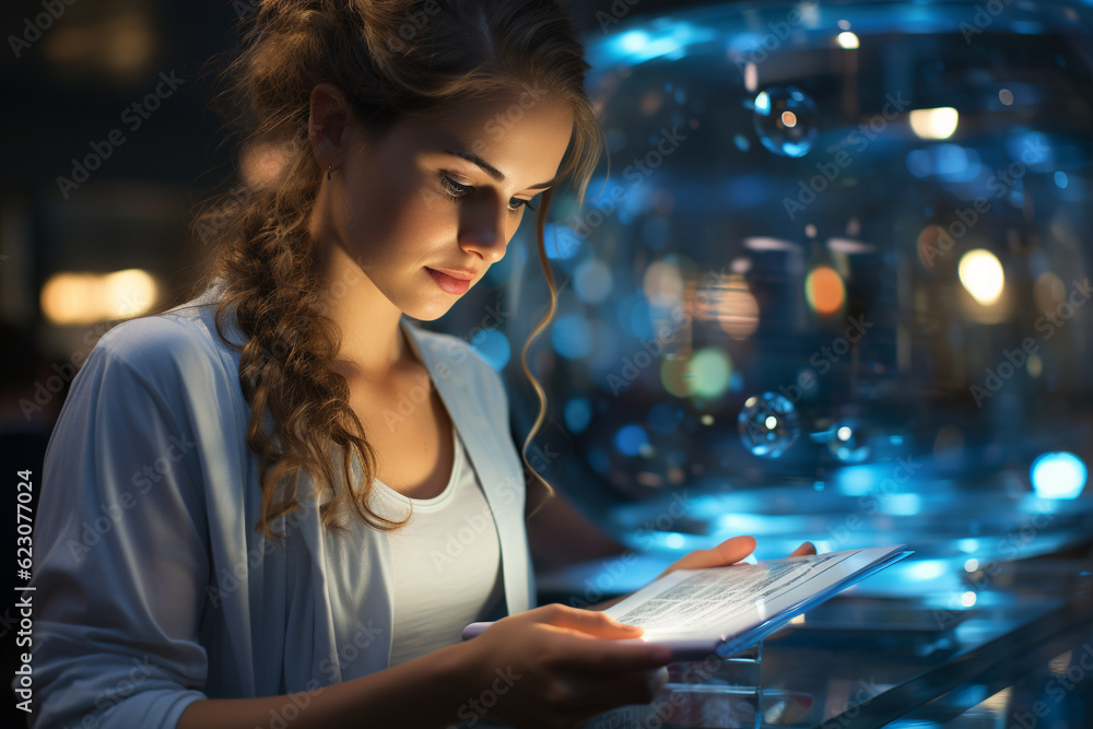 woman nurse  using tablet computer