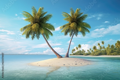 Beach with palm trees on the shore