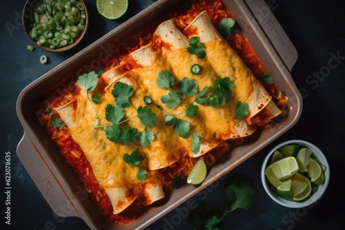top down view of Enchiladas - food photography