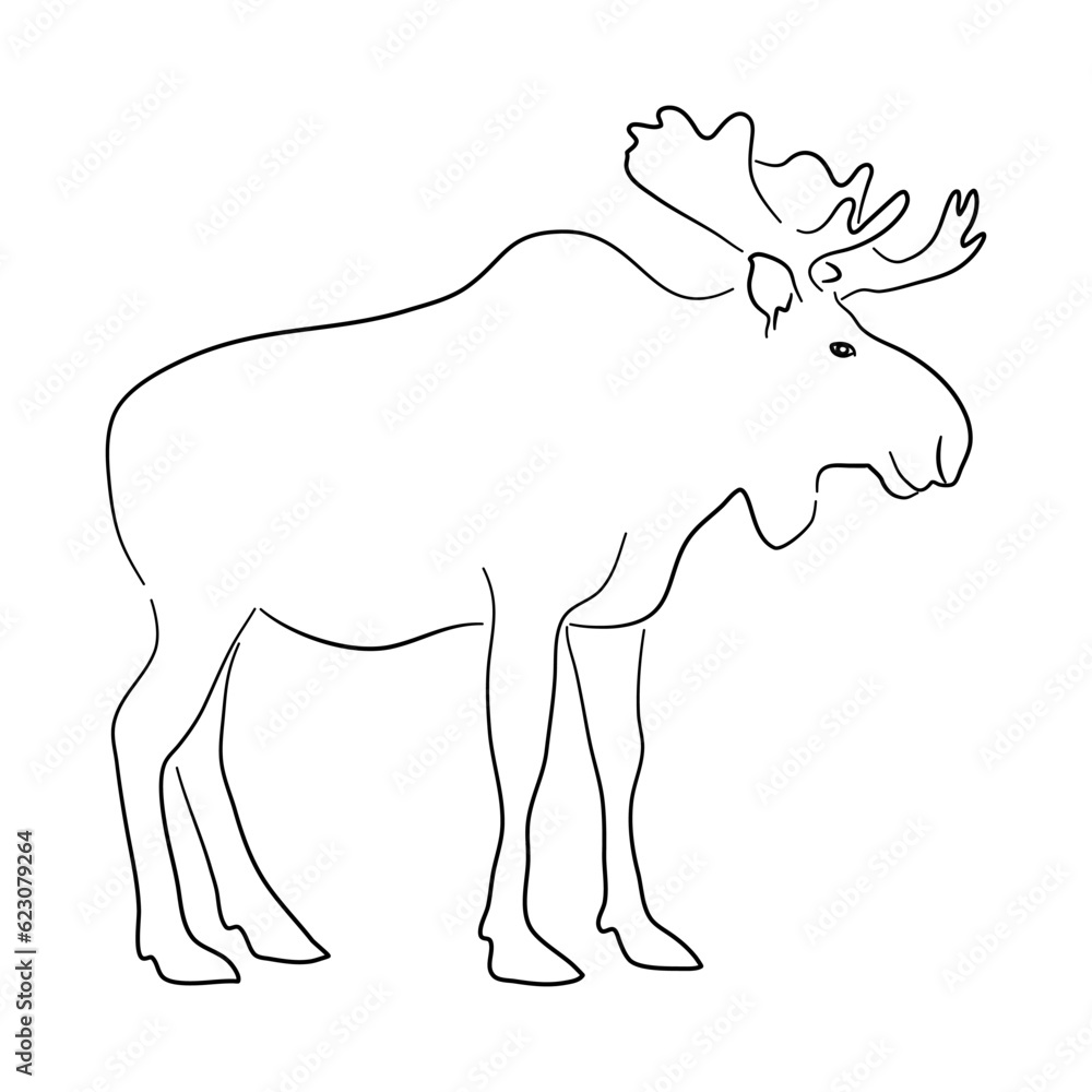 Moose illustration in doodle style. Vector isolated on a white background. Moose illustration in doodle style. Vector isolated on a white background.