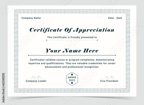 Certificate or diploma retro vintage design template