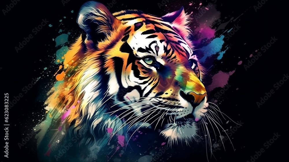 Abstract colorful tiger. Generative AI