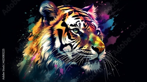 Abstract colorful tiger. Generative AI