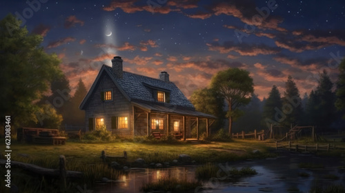 Twilight Magic, Small Houses at Night