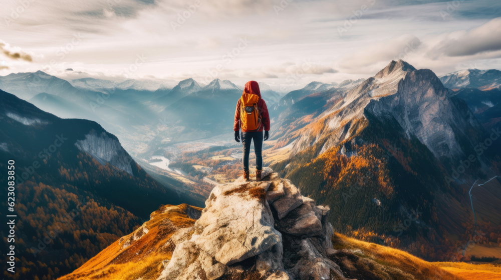 Summit Moment, Man on Mountain