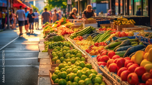 Abundance of Fresh Fruits and Vegetables at the City Market